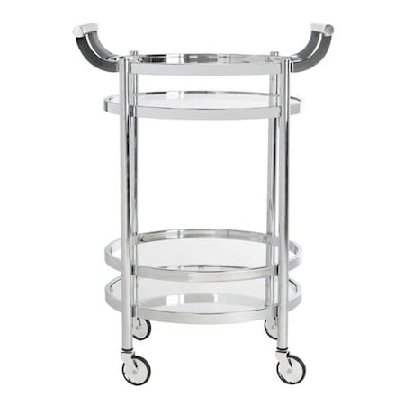 Safavieh Sienna 2 Tier Round Bar Cart, Chrome & Glass BCT8001C